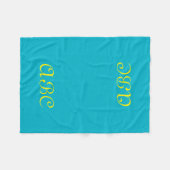 Monogram fleece deken blauw met goud (Voorkant (Horizontaal))