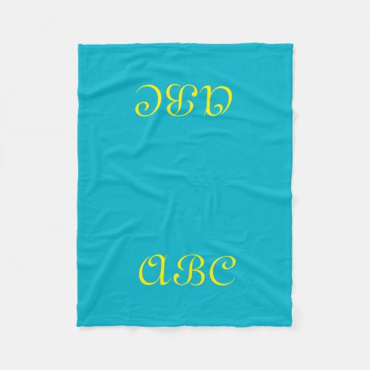 Monogram fleece deken blauw met goud (Voorkant)