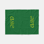 Monogram fleece deken donkergroen met goud (Voorkant (Horizontaal))