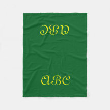 Monogram fleece deken donkergroen met goud