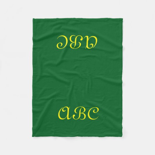 Monogram fleece deken donkergroen met goud (Voorkant)