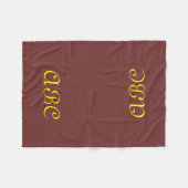 Monogram fleece deken donkerrood met goud (Voorkant (Horizontaal))