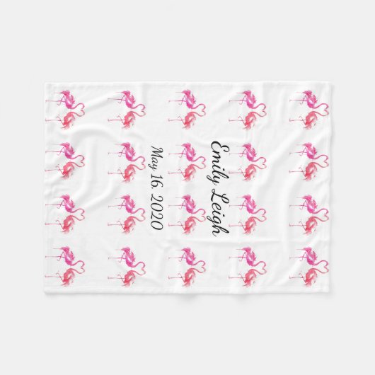 Monogram fleece flamingo baby deken (Voorkant (Horizontaal))