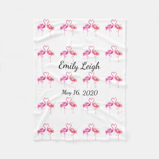 Monogram fleece flamingo baby deken (Voorkant)