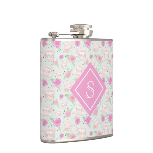 Monogram flessenroze theelepeltje heupfles (Rechts)