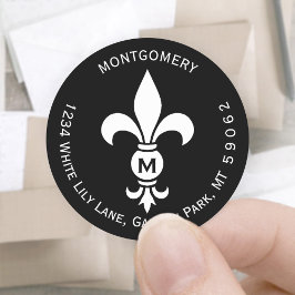 Monogram Fleur de Lis Cirkel Retouradres Labels
