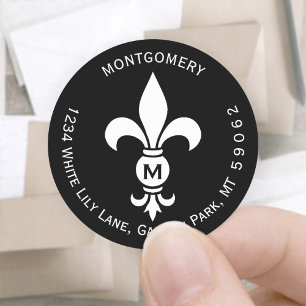 Monogram Fleur de Lis Cirkel Retouradres Labels