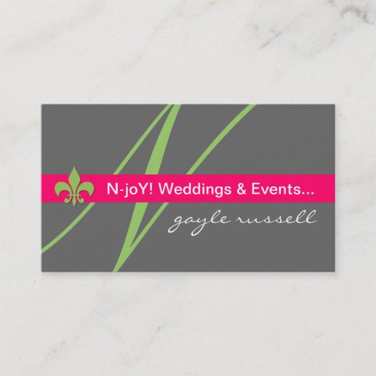 Monogram fleur de lis evenement planner kaart visitekaartje (Voorkant)
