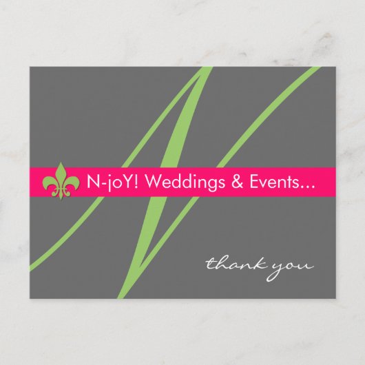 Monogram fleur de lis event planner briefkaart (Voorkant)