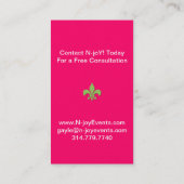 Monogram fleur de lis event planning.. - Gepersona Visitekaartje (Achterkant)