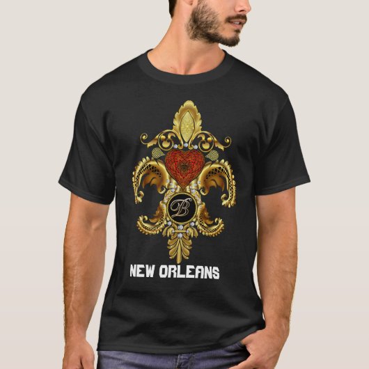Monogram Fleur-de-lis Letter "B" Kies uw stijl T-shirt (Voorkant)