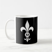 Monogram Fleur De Lis Modern Simple Black & White Koffiemok (Links)