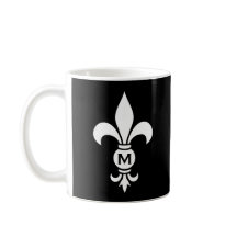 Monogram Fleur De Lis Modern Simple Black & White