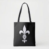Monogram Fleur De Lis Modern Simple Black & White Tote Bag (Voorkant)