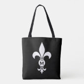 Monogram Fleur De Lis Modern Simple Black & White Tote Bag (Achterkant)