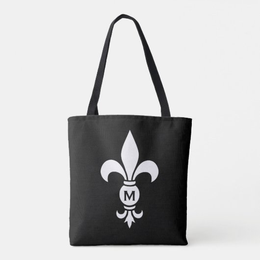 Monogram Fleur De Lis Modern Simple Black & White Tote Bag (Achterkant)