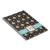 Monogram Fleur de Lis Spiral Notebook Journal Blue Notitieboek (Rechterzijde)