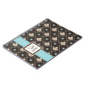 Monogram Fleur de Lis Spiral Notebook Journal Blue Notitieboek (Linkerzijde)