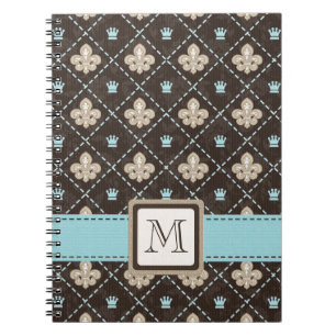 Monogram Fleur de Lis Spiral Notebook Journal Blue Notitieboek