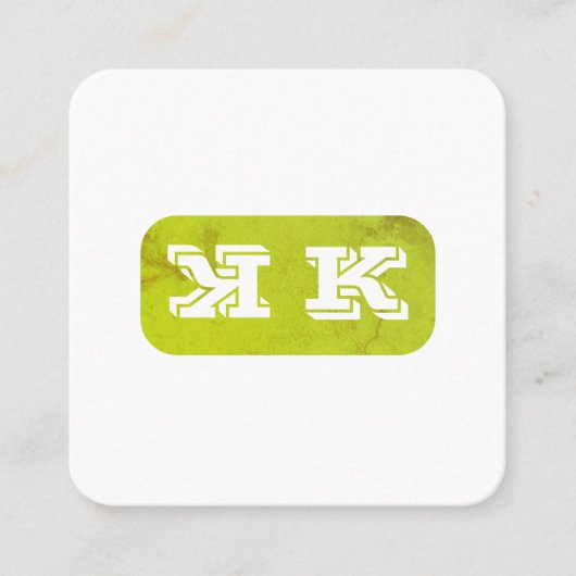 Monogram Flip (groen rustiek) Vierkante Visitekaartje (Voorkant)