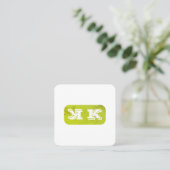 Monogram Flip (groen rustiek) Vierkante Visitekaartje (Staand voorkant)