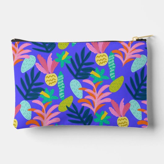 Monogram floraal blauw chic tropisch patroon etui (Achterkant)