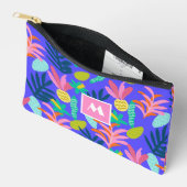 Monogram floraal blauw chic tropisch patroon etui (Open)