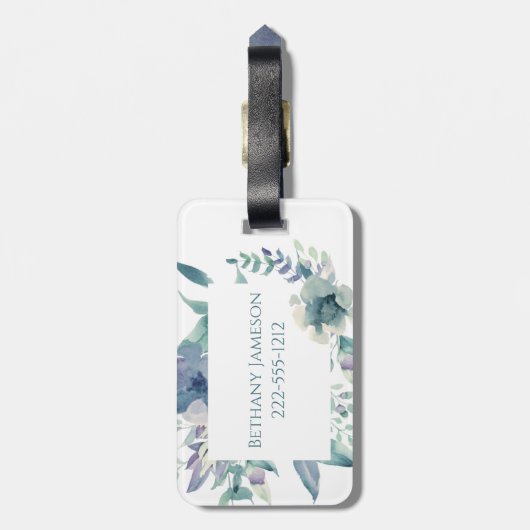 Monogram Floral Aangepast Bagagelabel (Achterkant verticaal)