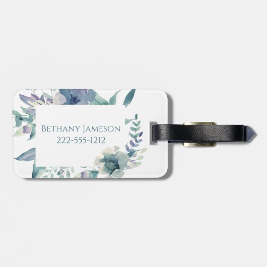 Monogram Floral Aangepast Bagagelabel (Achterkant horizontaal)