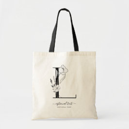 Monogram Floral Aangepaste Canvas tas - Eén letter