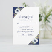 Monogram Floral Anemone Wedding Meal Choice RSVP Kaartje (Staand voorkant)