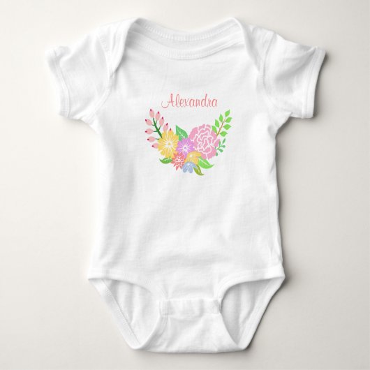 Monogram Floral Baby Girl Baby Jersey Bodysuit (Voorkant)