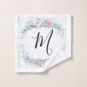 Monogram Floral Bad Handdoek (Wasdoekje)