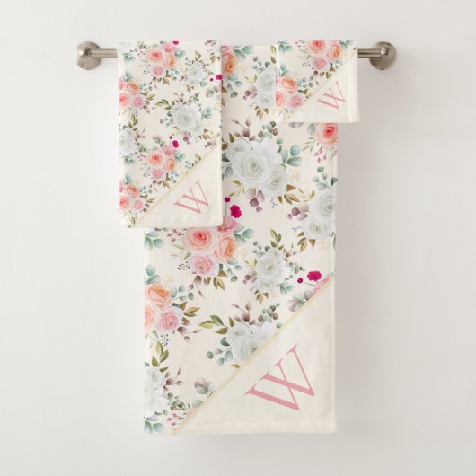 Monogram Floral Bad Handdoek (Insitu)