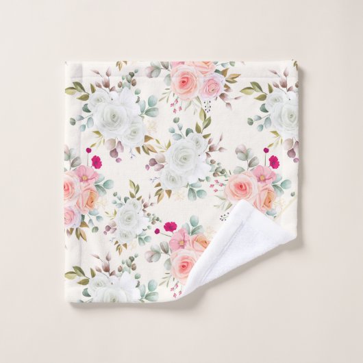 Monogram Floral Bad Handdoek (Wasdoekje)