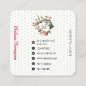 Monogram  Floral Bird WreatEvent Planner Vierkante Visitekaartje (Achterkant)