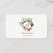 Monogram  Floral Bird WreatEvent Planner Visitekaartje (Voorkant)