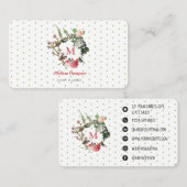 Monogram  Floral Bird WreatEvent Planner Visitekaartje (Voorkant / Achterkant)