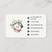 Monogram  Floral Bird WreatEvent Planner Visitekaartje (Achterkant)