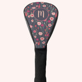 Monogram Floral Black Pink Boho Golfheadcover