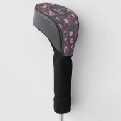 Monogram Floral Black Pink Boho Golfheadcover (Schuin)