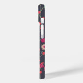 Monogram Floral Black Roze Case-Mate iPhone Case (Achterkant / Links)