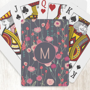Monogram Floral Black Roze Pokerkaarten