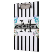 Monogram Floral Black Stripes Klembord (Links)