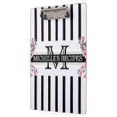 Monogram  Floral Black Stripes Klembord (Links)