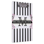 Monogram  Floral Black Stripes Klembord (Rechts)