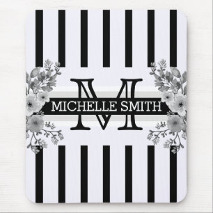 Monogram  Floral Black Stripes Muismat