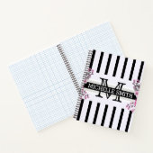 Monogram  Floral Black Stripes Notitieboek (Binnen)