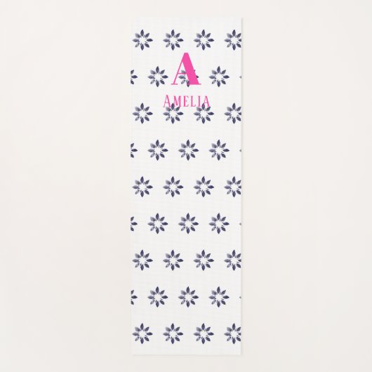 Monogram Floral Blue Yogamat (Voorkant)