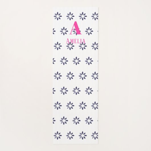 Monogram Floral Blue Yogamat (Achterkant)